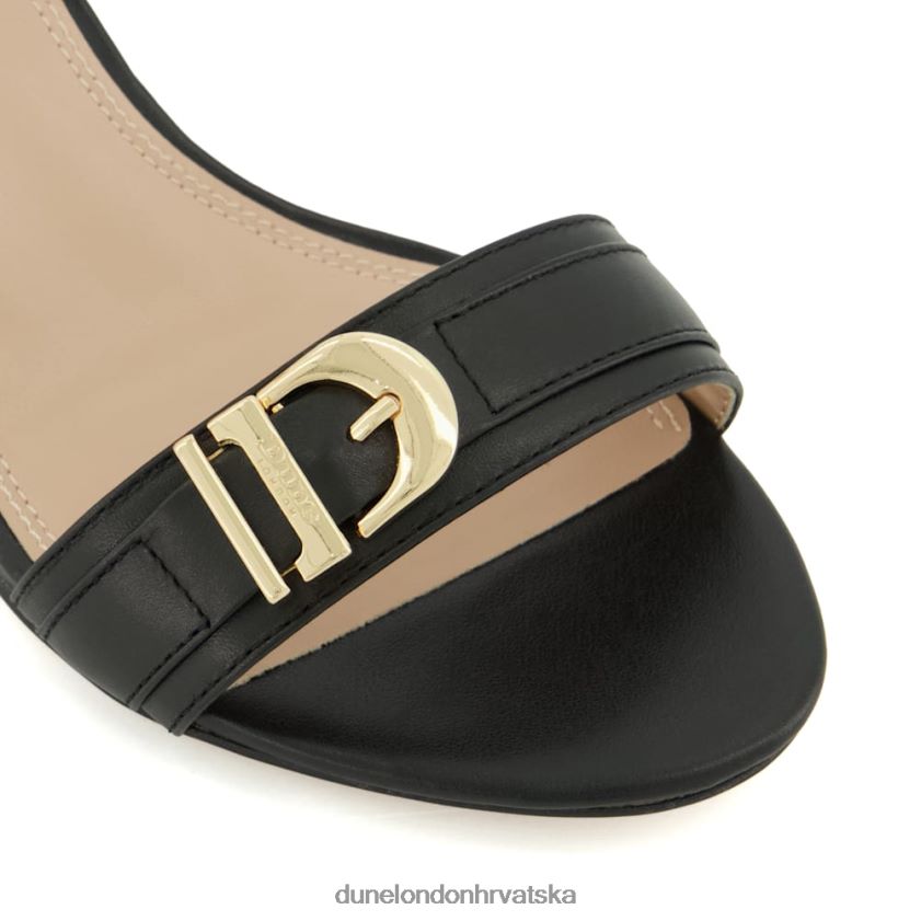 žene široke sandale na petu s markiranom kopčom Dune London H2BDNP196 jessie crno