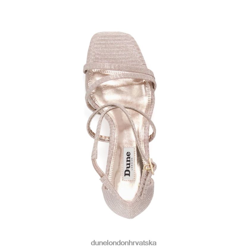 žene široke sandale s četvrtastim prstima i petom Dune London H2BDNP338 glazbeni ružičasto zlatno