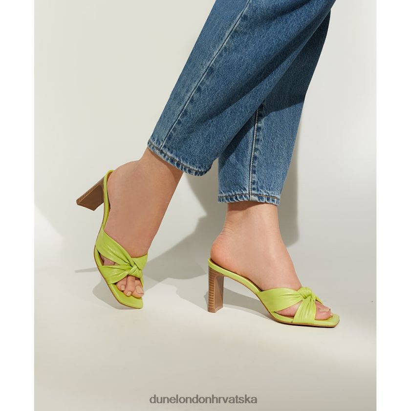 žene kožne mule otvorenih prstiju s detaljima čvorova Dune London H2BDNP69 kukuruz limeta zelena
