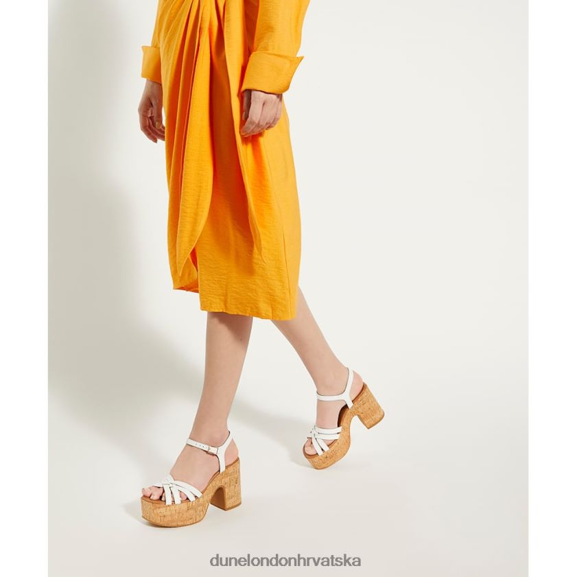 žene kožne sandale s platformom od pluta Dune London H2BDNP39 jai bijela