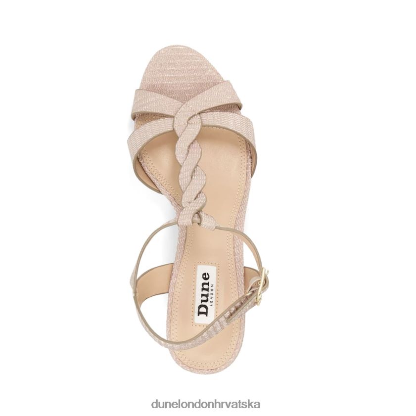 žene pletenica t-bar remen pluto klin peta Dune London H2BDNP399 koala ružičasto zlatno