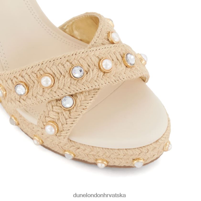 žene sandale na klin od bisernog remena i rafije Dune London H2BDNP30 kays prirodni