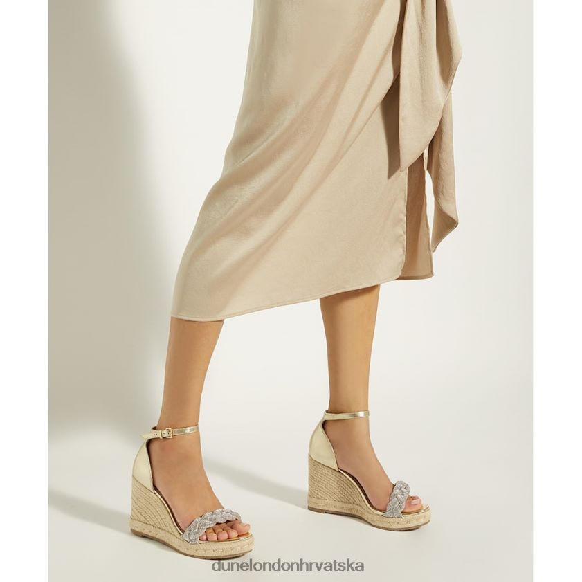 žene sandale s klinastom potpeticom s dijamantskim remenom Dune London H2BDNP128 kraljevstvo zlato