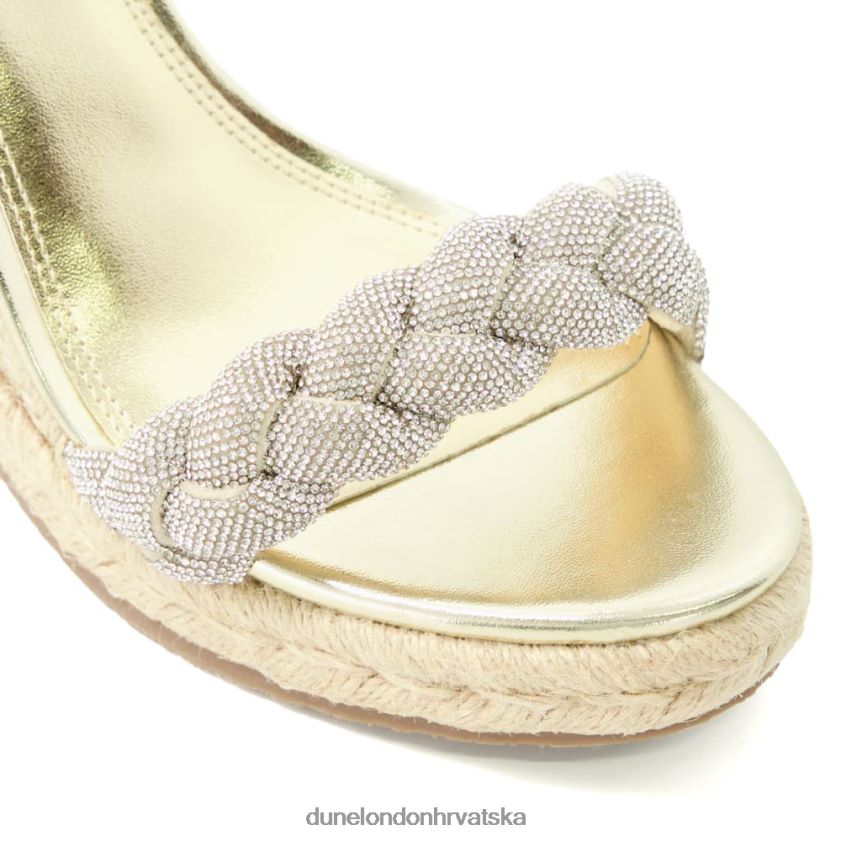 žene sandale s klinastom potpeticom s dijamantskim remenom Dune London H2BDNP128 kraljevstvo zlato